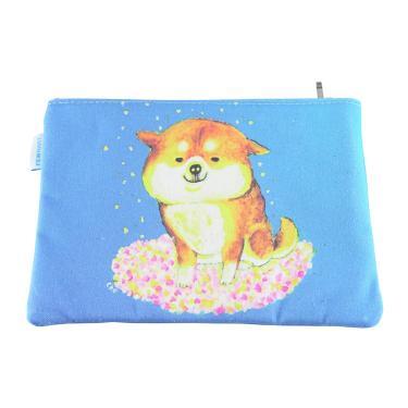 chemon.hデザインのフラットポーチ。可愛い犬のイラストがポイント