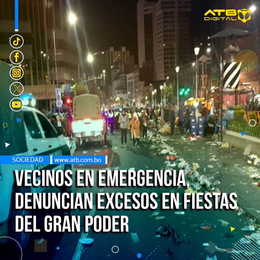 EnConexionbol's tweet photo. Tres juntas vecinales de la ciudad de La Paz se declararon en emergencia debido, según denunciaron, una serie de excesos en las fiestas del Gran Poder.
#LaPaz #GranPoder #EmergenciaVecinal #Fiestas #JuntasVecinales #Excesos #PatrimonioCultural #ATBDigital #ATBInforma #ATBLaPaz https://t.co/FJwi5l0JY0