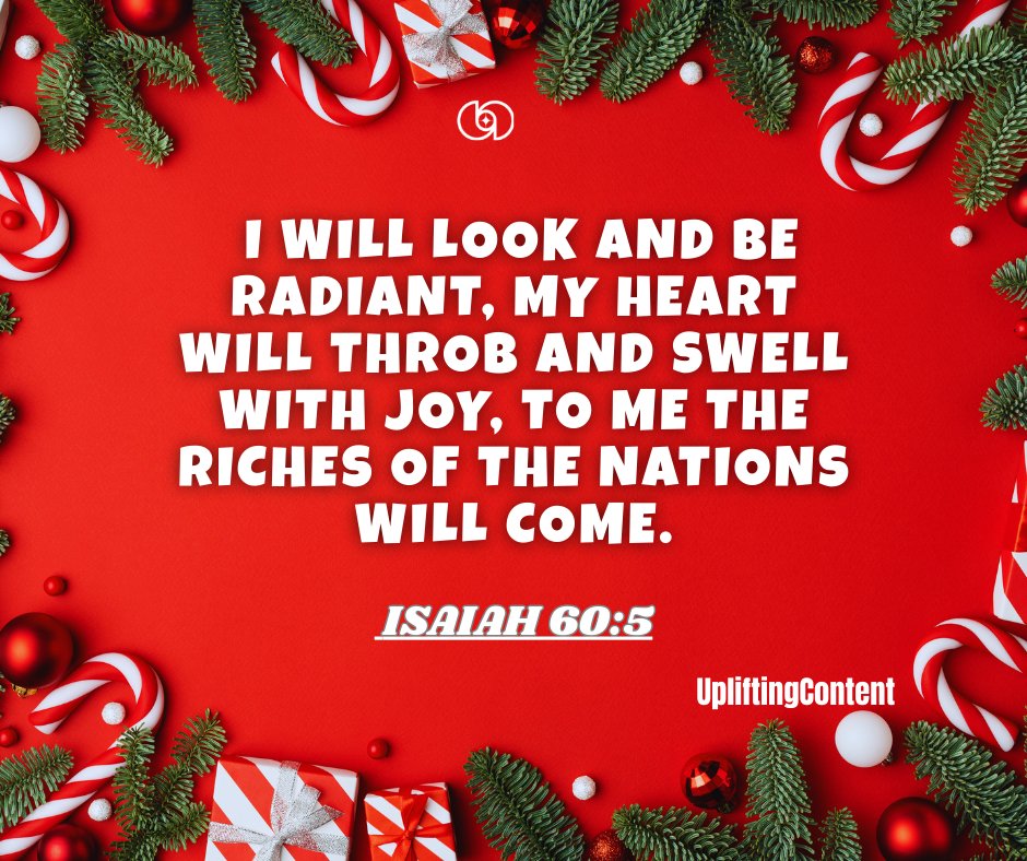 Upliftingcon001's tweet photo. I will look and be radiant, my heart will throb and swell with joy, to me the riches of the nations will come. Isaiah 60:5
#bible #WordOfGod #Prosperity #wealth #december #bibleverse #scripture #powertogetwealth #divinewealth #morning #Prosper https://t.co/AIzcFQkY7n