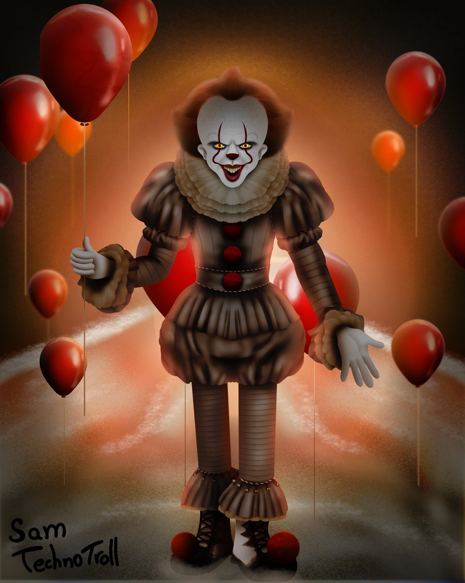 SamTechnoTroll's tweet photo. Pennywise está de regreso 🎈 #Pennywise #IT #WelcomeToDerry #Terror #Art #SamTechnoTroll https://t.co/P5AFn5s1Iv