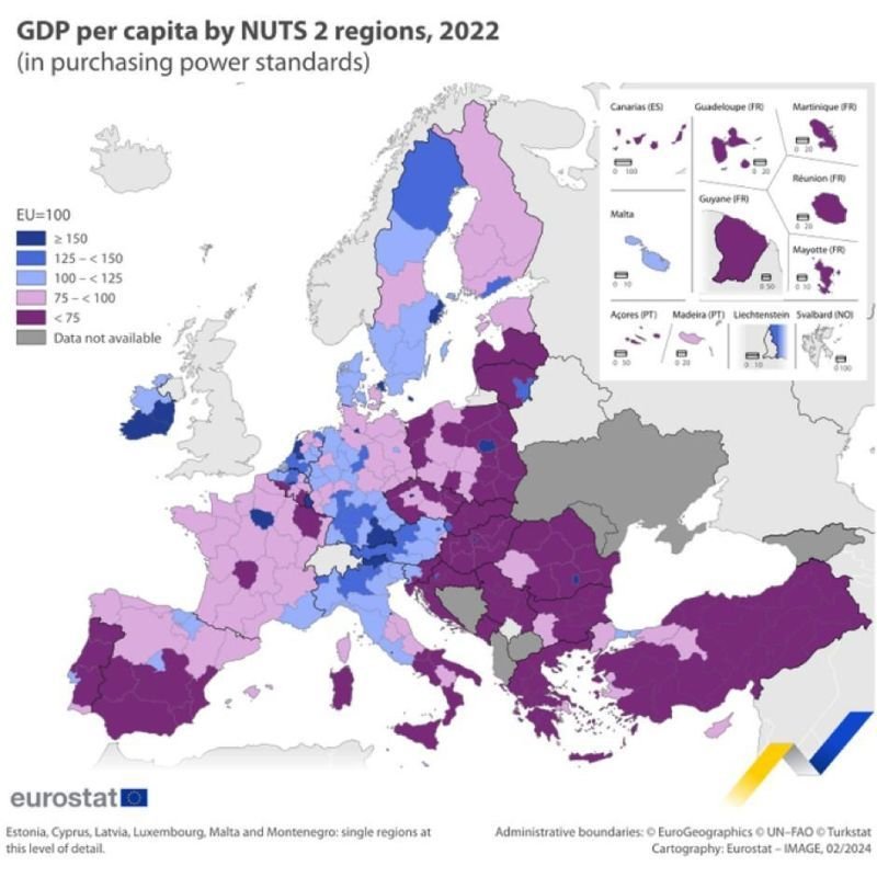 La France🇫🇷 quasiment au même niveau que la Finlande🇫🇮 qui est pourtant une enorme taïga de glace désertique... 
Dur !