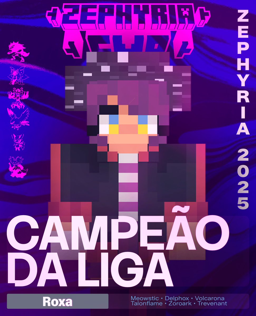 E AQUI COROAMOS NOSSO CAMPEÃO
Roxa Vence a Liga Pokemon 2025 em Zephyria**!!!

Orion em Segundo, Sev Stoic em Terceiro.

#zephyriaSMP