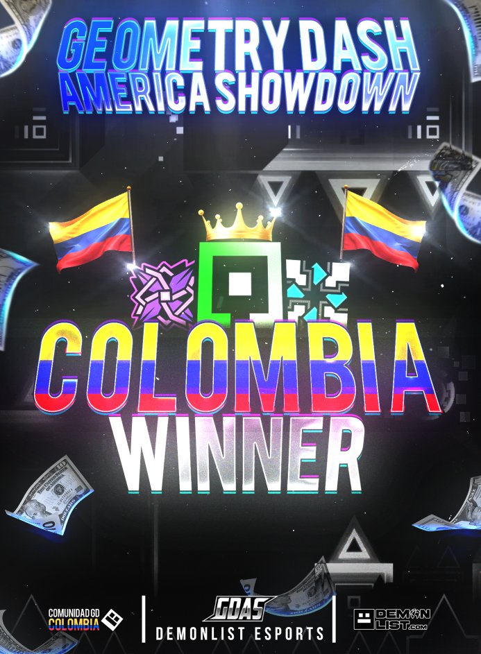DemonList's tweet image. After reviewing all the footage, it’s official…

Colombia takes the win against Chile in the Geometry Dash America Showdown! 🇨🇴🏆

Thank you all so much for the incredible support throughout this tournament. This was a test event, and thanks to the community’s enthusiasm, in