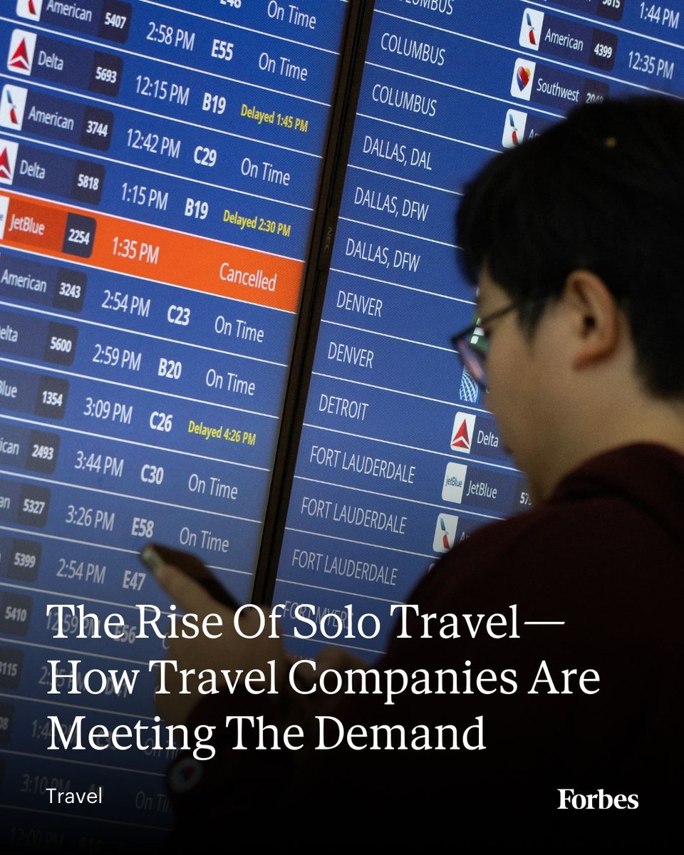 The U.S. solo travel market was valued at $95 billion in 2024 and is expected to reach over $190 billion by 2030. That’s why so many travel companies are launching solo group tours.
Read more: forbes.com/sites/judykout…