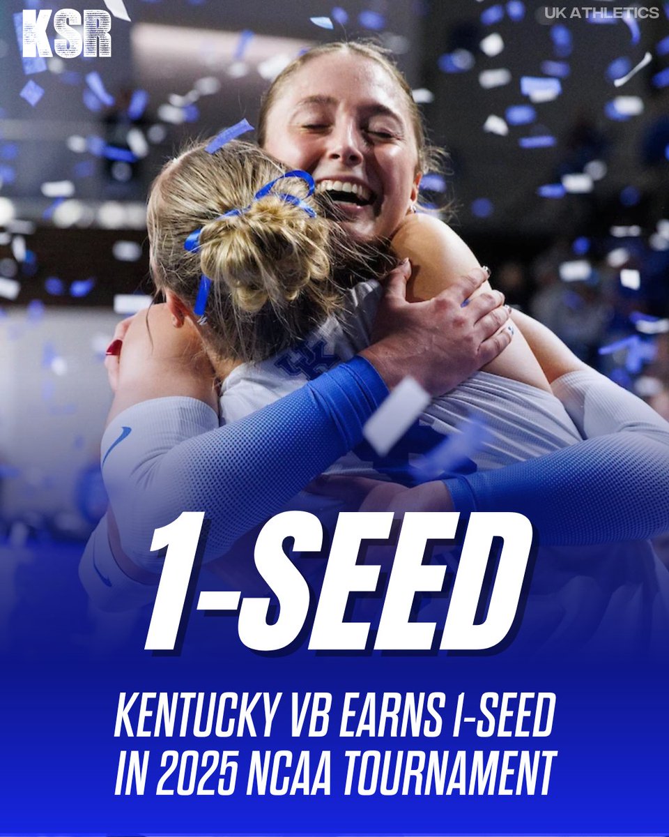 KSRonX's tweet image. Kentucky Volleyball has earned a No. 1 seed and is No. 2 overall in the 2025 NCAA Tournament 😼💙

Time to bring home another championship, Cats.

READ: on3.com/teams/kentucky…