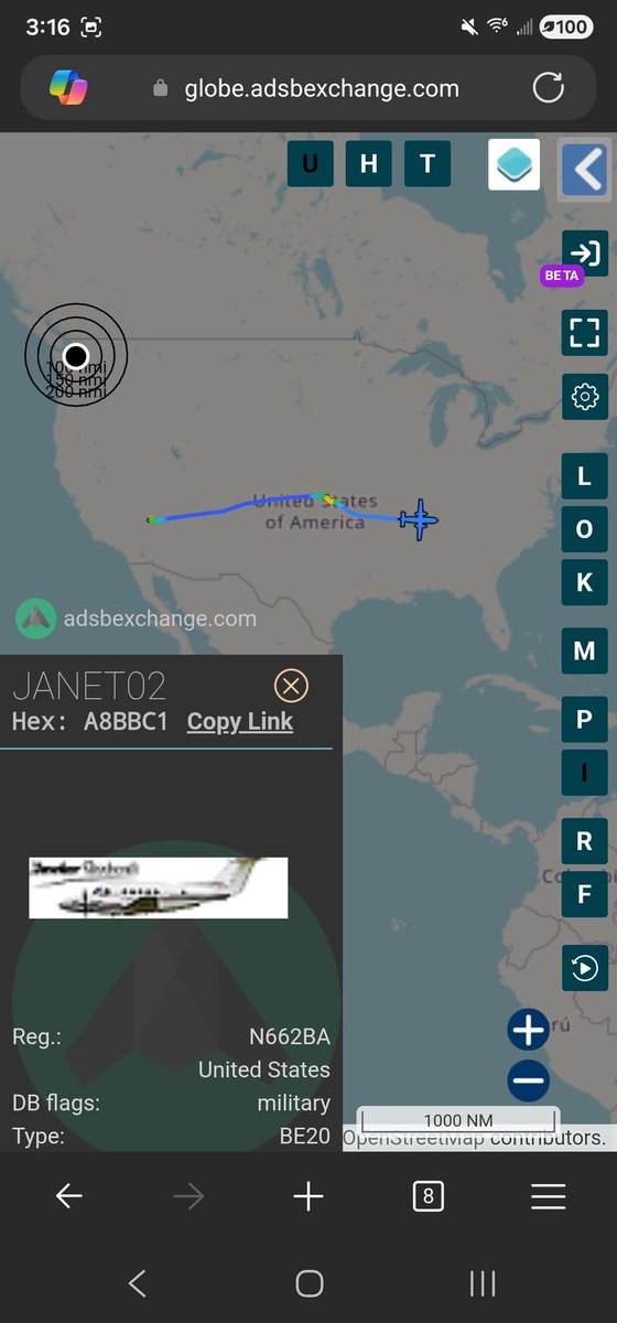 norb420's tweet photo. #A8BBC1 as #JANET02 🤨Up from Harry Reid International Airport KLAS to Wichita Dwight D. Eisenhower National Airport KICT. On the ground for 1 hour and 25 minutes and back up tracking East. https://t.co/ovgw3vtvvu