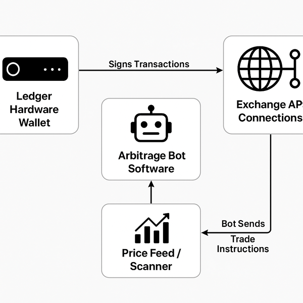 DeFiFlashloans's tweet photo. @saylordocs Ledger + Arbitrage Bot Workflow.
Legitimate arbitrage bot setup could work with a Ledger hardware wallet in the loop, so you get the speed of automation without sacrificing the security of your private keys. https://t.co/l2LFNPzB5p https://t.co/lg7G4XTom7