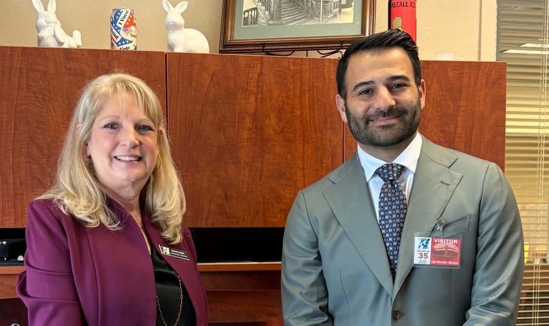 AANForg's tweet photo. Alan Mooshekh, president of Assyrian American National Federation and Carmen Morad of Vote Assyrian met with Stanislaus county Voter Registrar/ Clerk Recorder in Modesto, California. The group discussed ongoing efforts to ensure that the voice of Assyrians are heard by improving voter engagement, accessible poles, and providing voter registration cards and ballots in the Assyrian language.