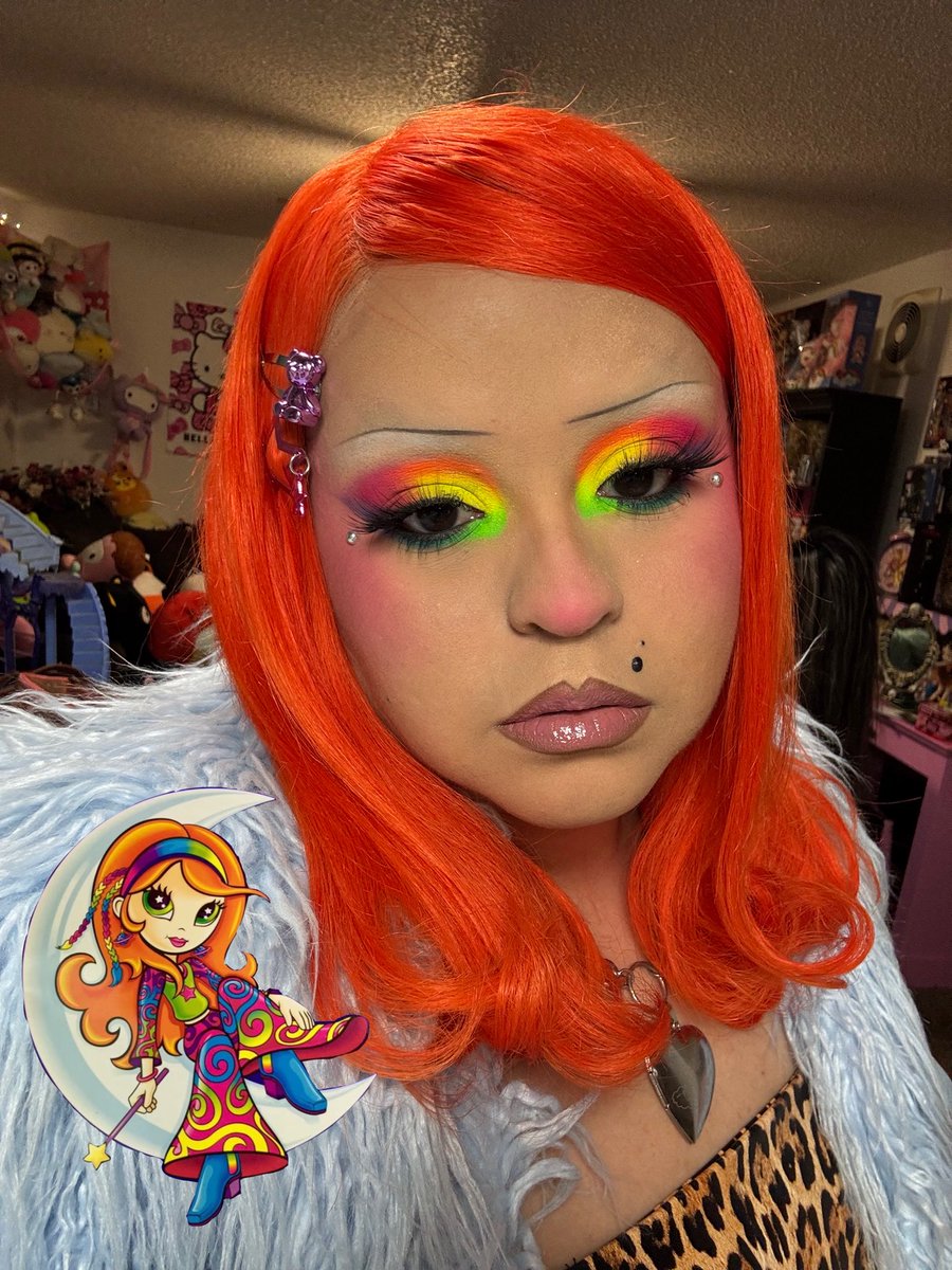 ghoul_spice's tweet photo. lisa frank glam from last night 🍭🌈 https://t.co/jCHBl5aLBu