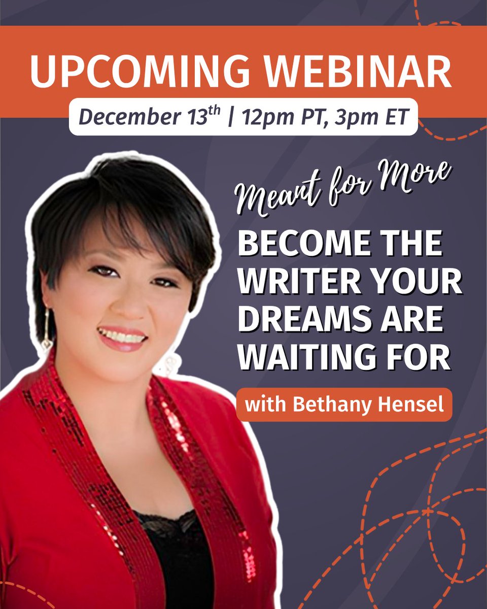 If you need a writer pick-me-up for the end of the year, this webinar is for you:
Meant for More: Become the Writer Your Dreams Are Waiting For with Bethany Hensel ✨

In this webinar, you'll learn the three major mental shifts and actionable steps that'll take you from where you