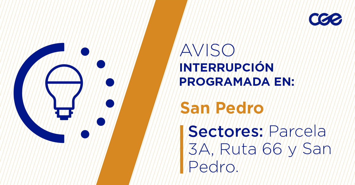 CGE_Clientes's tweet image. Para mejorar la calidad del suministro de nuestros clientes de #SanPedro, este miércoles, entre 11:00 y 17:00 horas, se realizará una #InterrupciónProgramada (sectores en la imagen 👇) debido a trabajos de mejoras. Recuerda desconectar tus artefactos 🔌