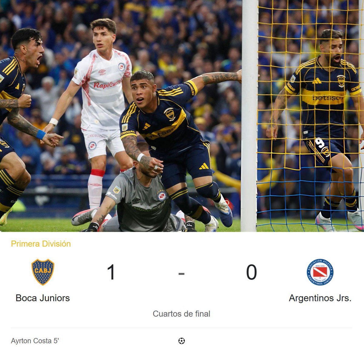 marcalpalazzolo's tweet image. Boca Juniors 1-0 Argentinos Juniors ⚽️ 

El xeneize eliminó al bicho con gol de Ayrton Costa y pasó a semifinales del torneo Clausura 2025