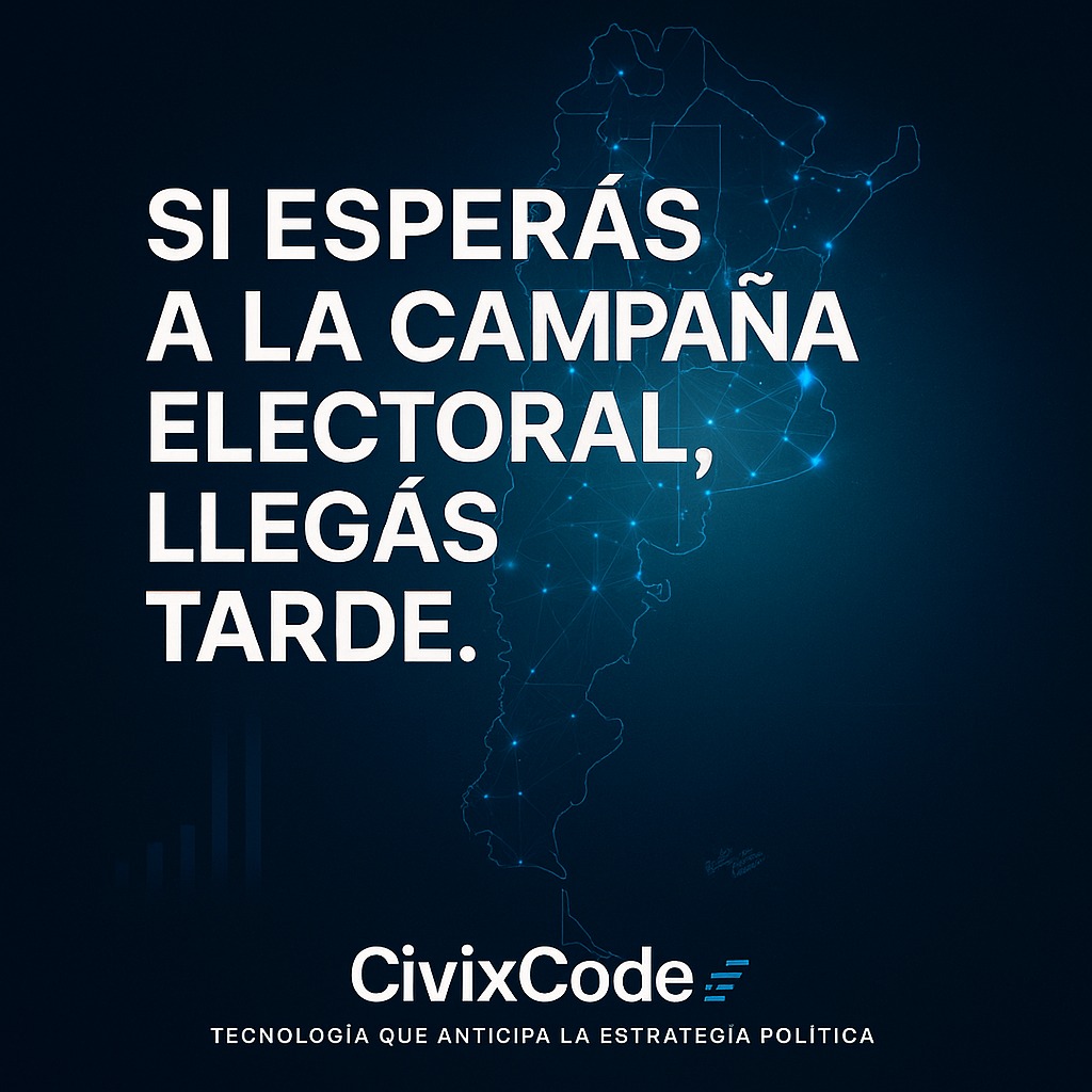CivixCode's tweet image. En una campaña electoral, el tiempo es el factor más determinante.
Quien empieza a medir un año antes, llega instalado.
Quien empieza dos meses antes, llega improvisado.

La diferencia está en los datos:
territorio ordenado, presencia real, zonas frías y calientes, avance medible…