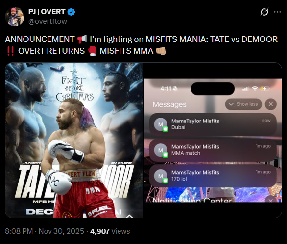 IfnBoxing's tweet image. ‼️Overtflow Is Back! One of the fighters who fought on the KSI Vs Logan Paul 1 card returns to misfits in a MMA Bout. 🔥🥊

[Via - @overtflow]