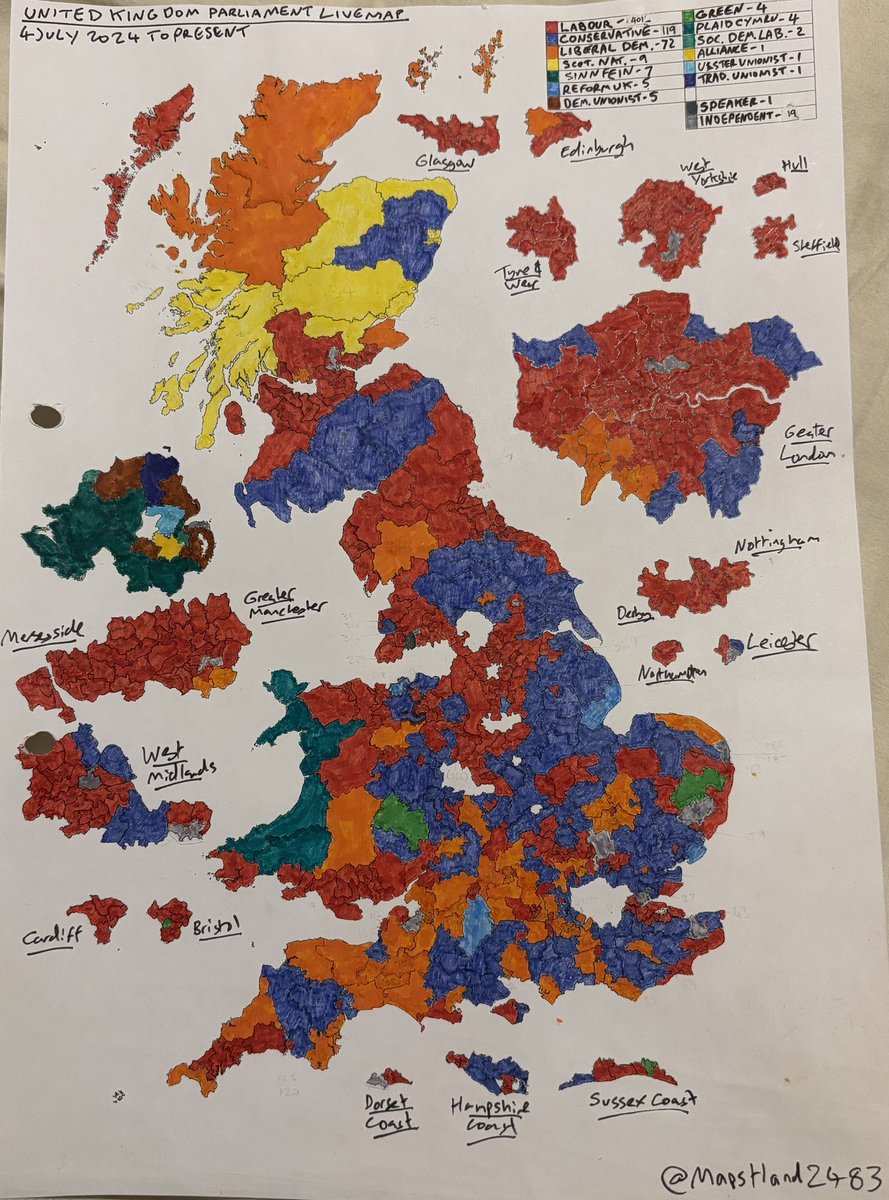 🇬🇧🗳️UK live map update. So “Your Party” is now officially a thing. However, the creation of this party has been so shambolic and confusing I genuinely don’t know how to represent it on my beautiful live map! 🤷🏻‍♂️