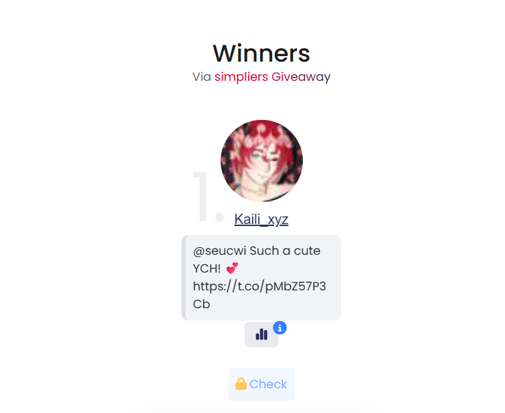 Thank you all so much for joining!! The lucky winner is <a href="/Kaili_xyz/">Kaili</a> I'll be dming you shortly!