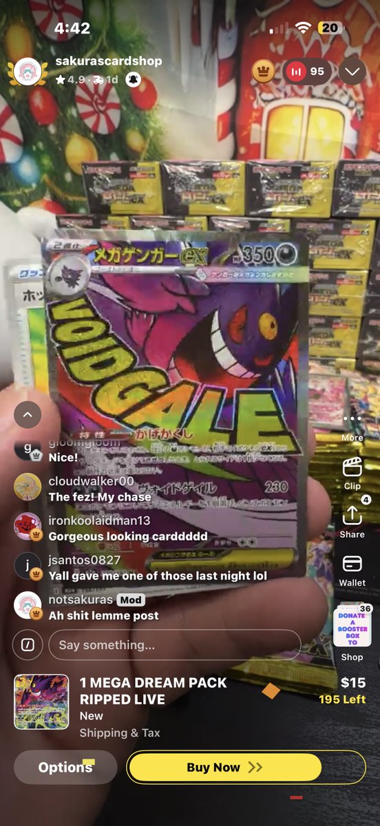 SakurasCardShop's tweet photo. Live with more Mega Dream! Already pulling gengars!

Also note as people have asked why their stuff hasn’t shipped from the website.. we pay a premium to get these before release. If we were to sell them on site they would be $10-$15 more per box.

https://t.co/QYCleLlwQc https://t.co/gpGjuvjiKy