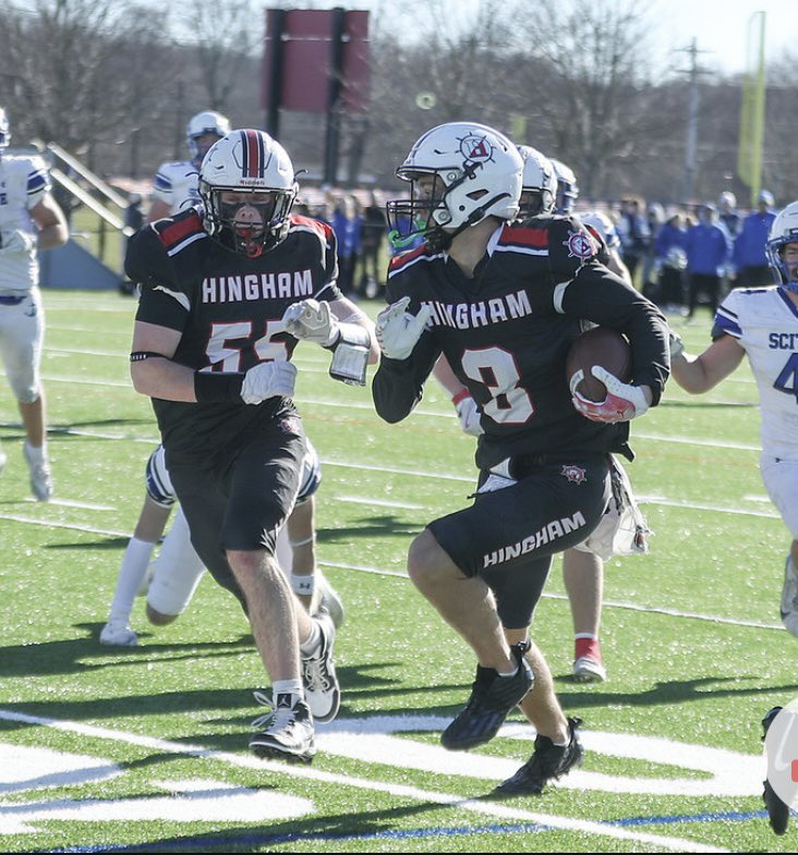 Hingham’s junior receiver, <a href="/jt_reale8/">JT Reale C/O 27</a> had a full plate and seconds on Thanksgiving. 

3 receptions, 95 Yds, 1 TD
2 rushes, 51 Yds, 1 TD
60 Yd KO Return