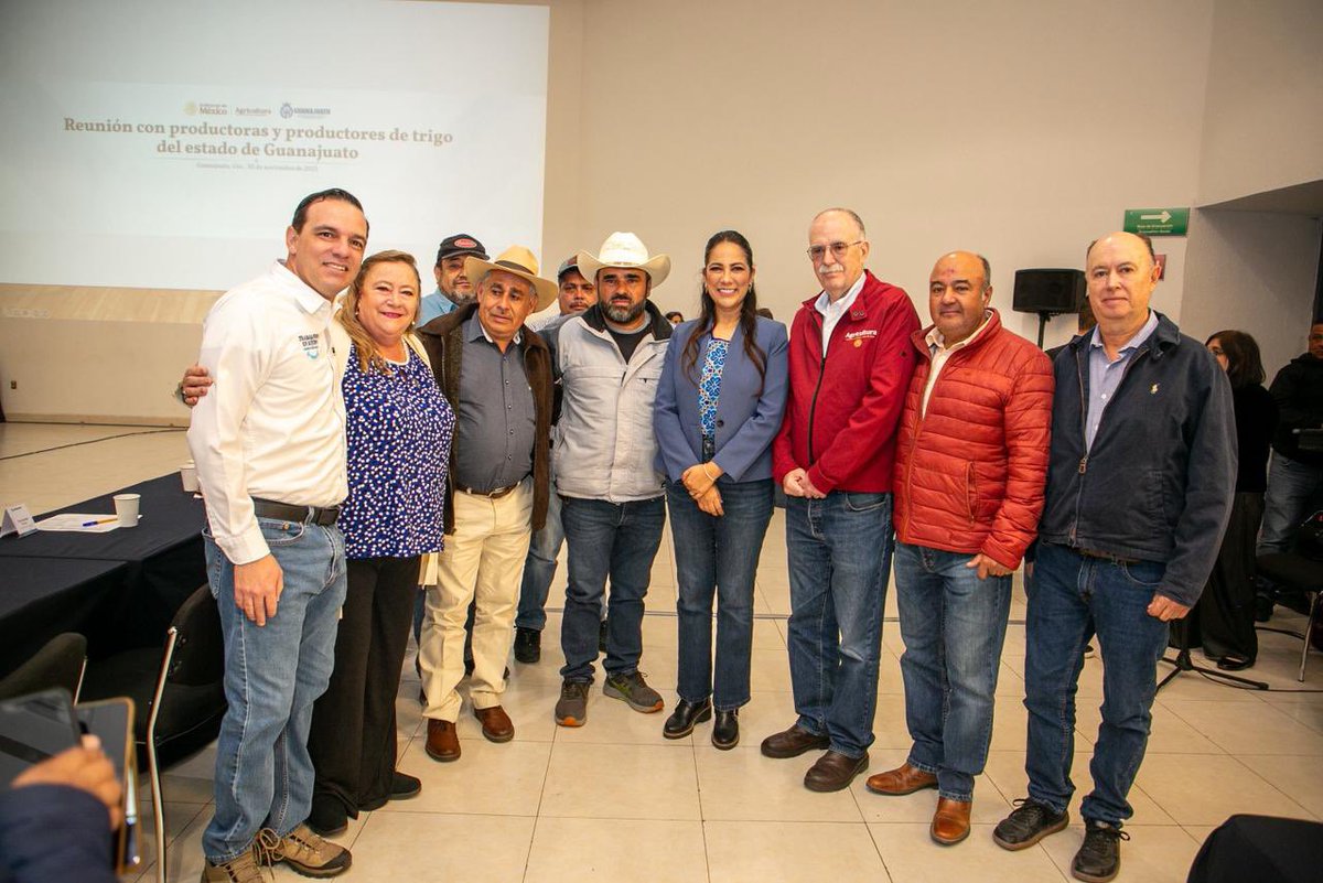 Guanajuato y SADER fortalecen acuerdos por el campo. La Gobernadora Libia Dennise y el secretario Julio Berdegué sostuvieron un diálogo directo con productores de trigo para atender rezagos federales y avanzar en soluciones conjuntas para el campo. facebook.com/share/p/17irTZ…