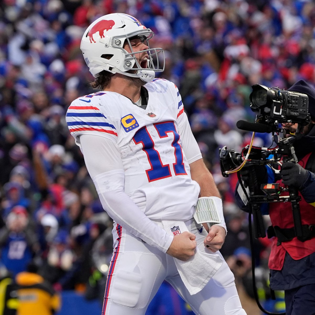 NFLPlus's tweet photo. Josh Allen passes Cam Newton for the most rush TDs by a QB in NFL history (76) 📈

@BuffaloBills | #BillsMafia https://t.co/8FQ4bHjroR