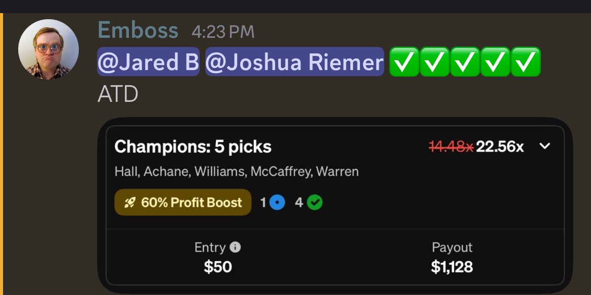 trinityanalytic's tweet image. Anytime TD scorers from the Week 13
“Big Board”:

✅ Achane
✅ CMC
✅ Kyren
✅ Adams
😭 JT
😭 Etienne
✅ Allen
✅ Breece
✅ Warren

We move to NBA/NFL tonight. 🤝