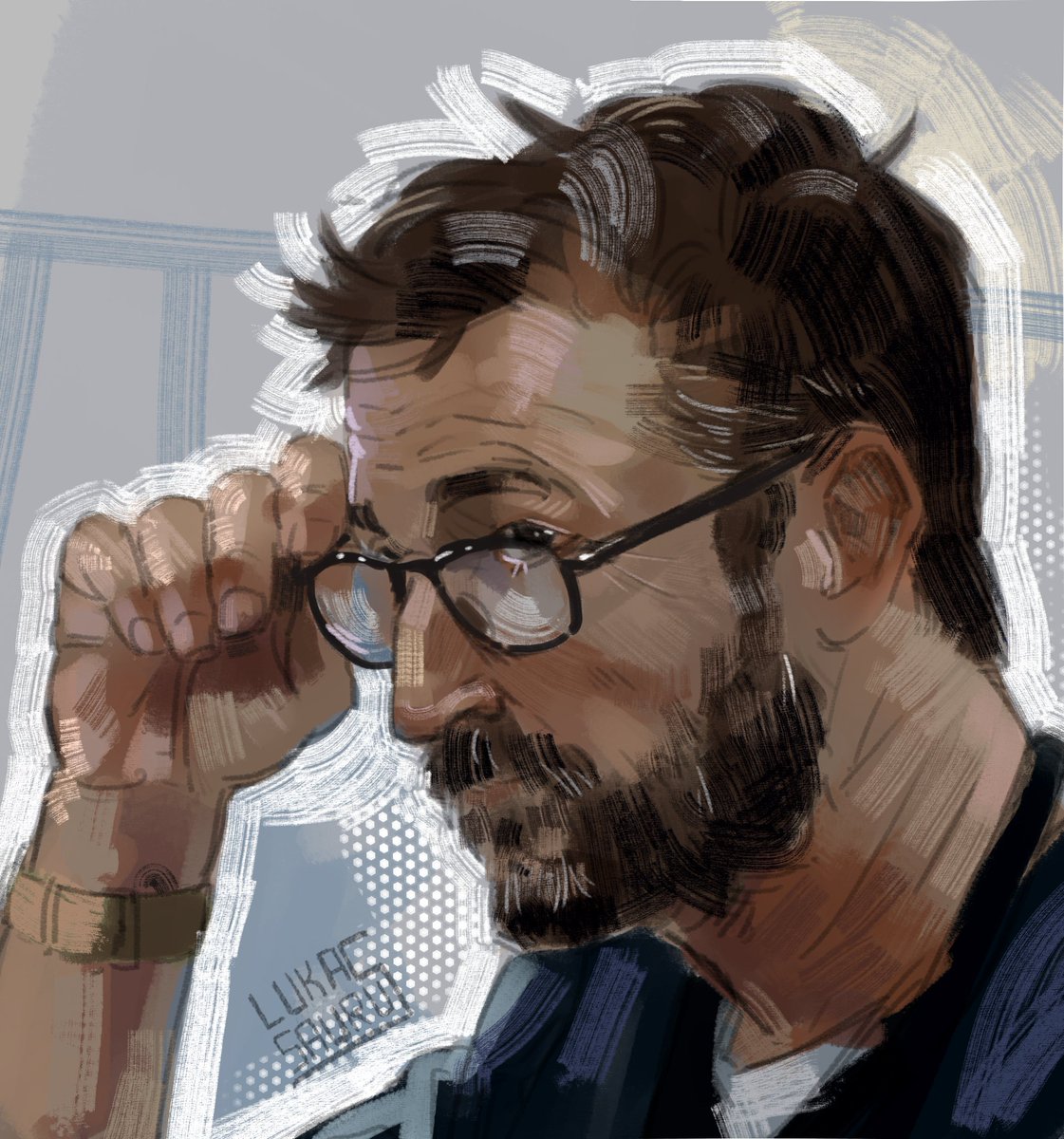 Lukasaurus_'s tweet image. Dr. Robby sketch i did as warmup today

#thepitt
