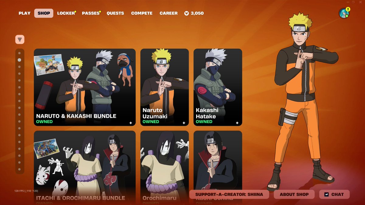ShiinaBR's tweet image. ALL NARUTO SKINS ARE BACK AFTER 3 YEARS 🔥

GET THEM HERE: fortnite.com/item-shop?crea…

Use Code &quot;Shiina&quot; to support me, thank you!! ❤️ #EpicPartner