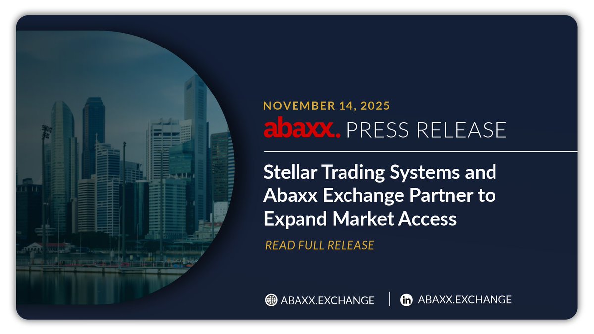 abaxx_exchange's tweet image. Stellar Trading Systems now offers full connectivity to Abaxx Exchange, enabling its global trading clients to access our growing suite of commodity futures contracts directly through Stellar platforms.

Read full release
abaxx.exchange/newsroom/press…