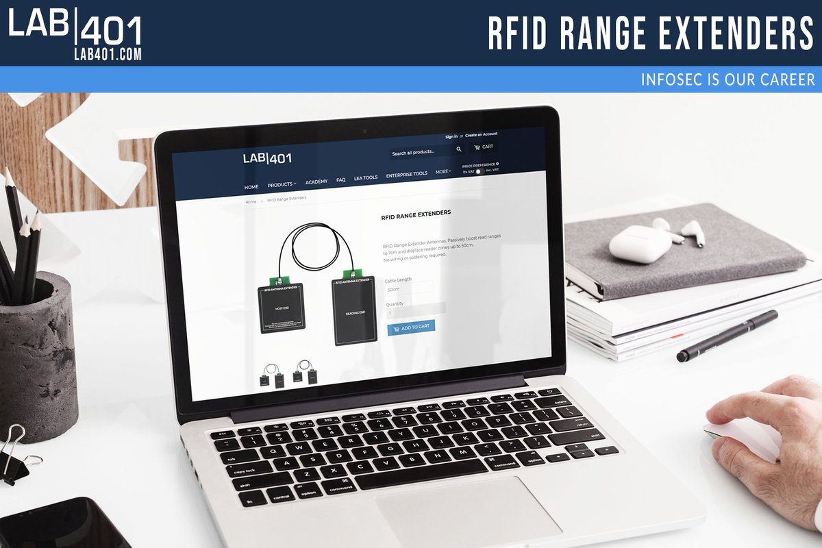 Lab_401's tweet image. Need a flexible RFID reading zone? Extend your range up to 50cm! Easy setup. l.lab401.com/DVr3B 
#LAB401 #pentesting #rfid #tag #RFIDRangeExtender #Antennas
