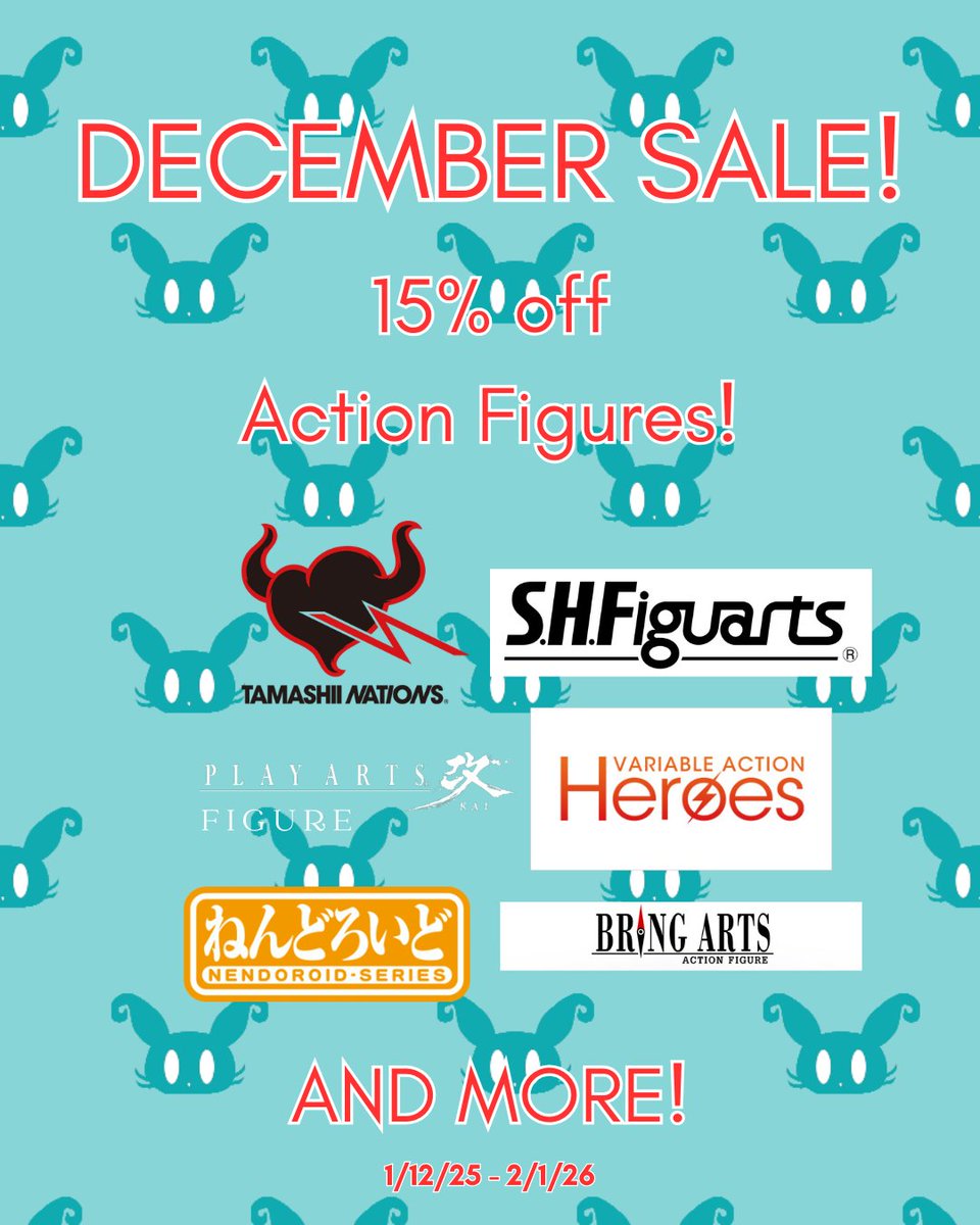 【SALE】
Christmas is almost here, which means shopping for presents!
To assist with that we will be having weekly sales on different categories from our range of products.
Kicking off with week one get 15% off on Action Figures and Nendoroids!