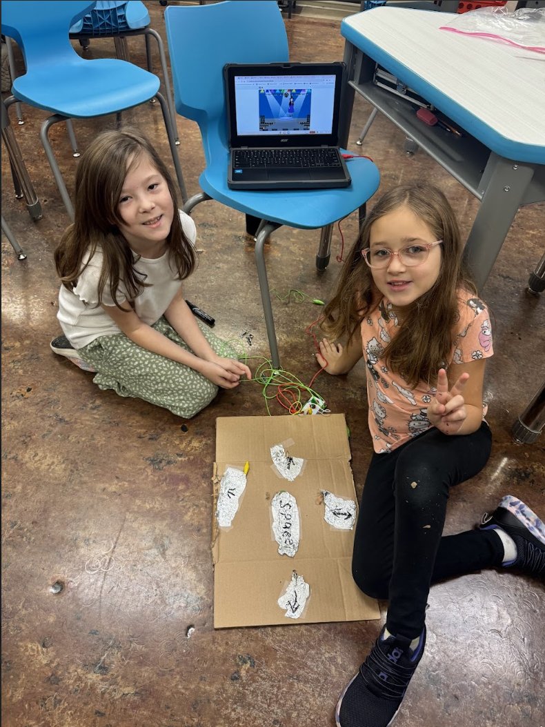 PCSDGifted's tweet photo. PAGE students merged coding &amp; creativity! Teams designed games in Scratch, then built custom Makey Makey controllers to play them. Watching these young innovators problem-solve together was incredible! https://t.co/HXPgHVFA6P