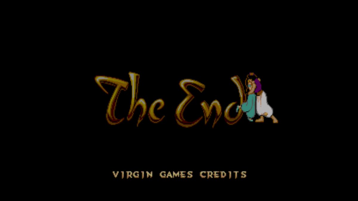 DMThirteen's tweet photo. An entire month after the last retro completion we finally have number 24 completed. Aladdin on the Mega Drive. The back half of this game gave me some real trouble. The 'Inside The Lamp' level in particular has made me hate that Genie. I shall not rub a lamp should I find one. https://t.co/X43FPOWxpV
