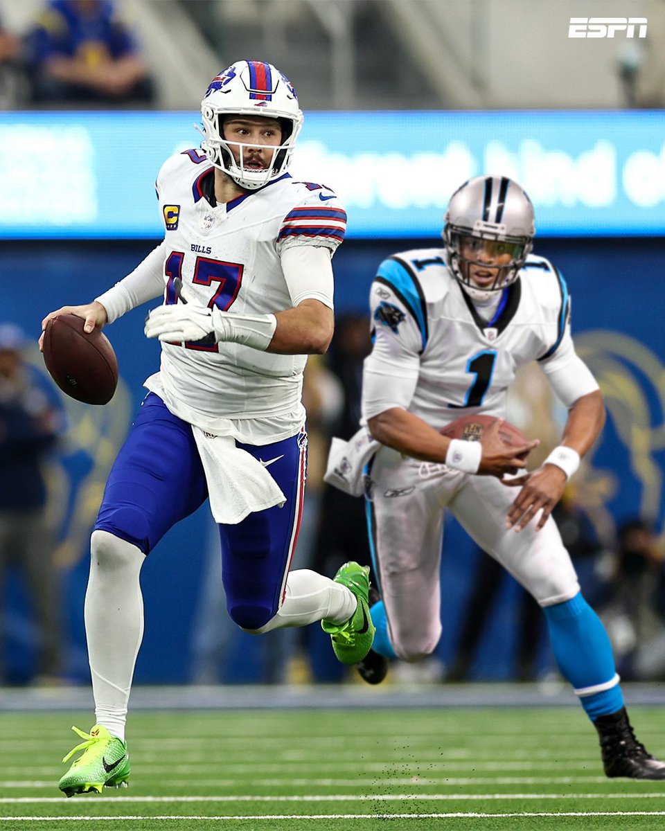 Josh Allen passes Cam Newton for most rushing TDs by a QB (76) 📈 