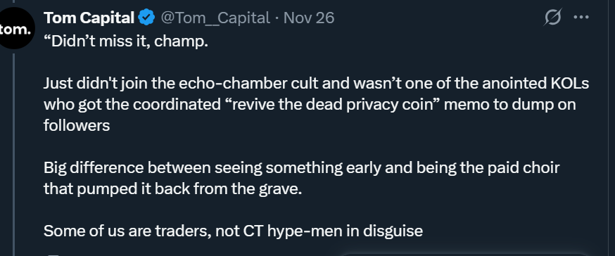 Tom__Capital's tweet image. $ZEC

KOL distribution completed 🫡