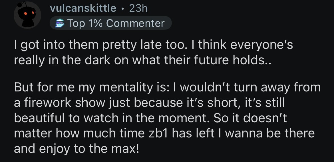 neulwife's tweet image. in the midst of this news i want to share this beautiful sentiment i saw on the zb1 subreddit about hesitating to get into them this late. let’s try and enjoy these beautiful moments while they last 🩷