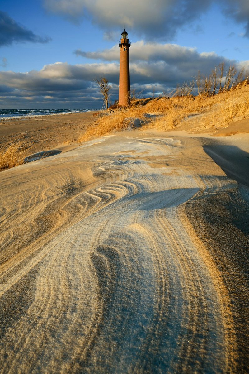 Beautiful wind-sculpted lines in the sand at Little Point Sable Lighthouse. 
Mears, Michigan
#puremichigan