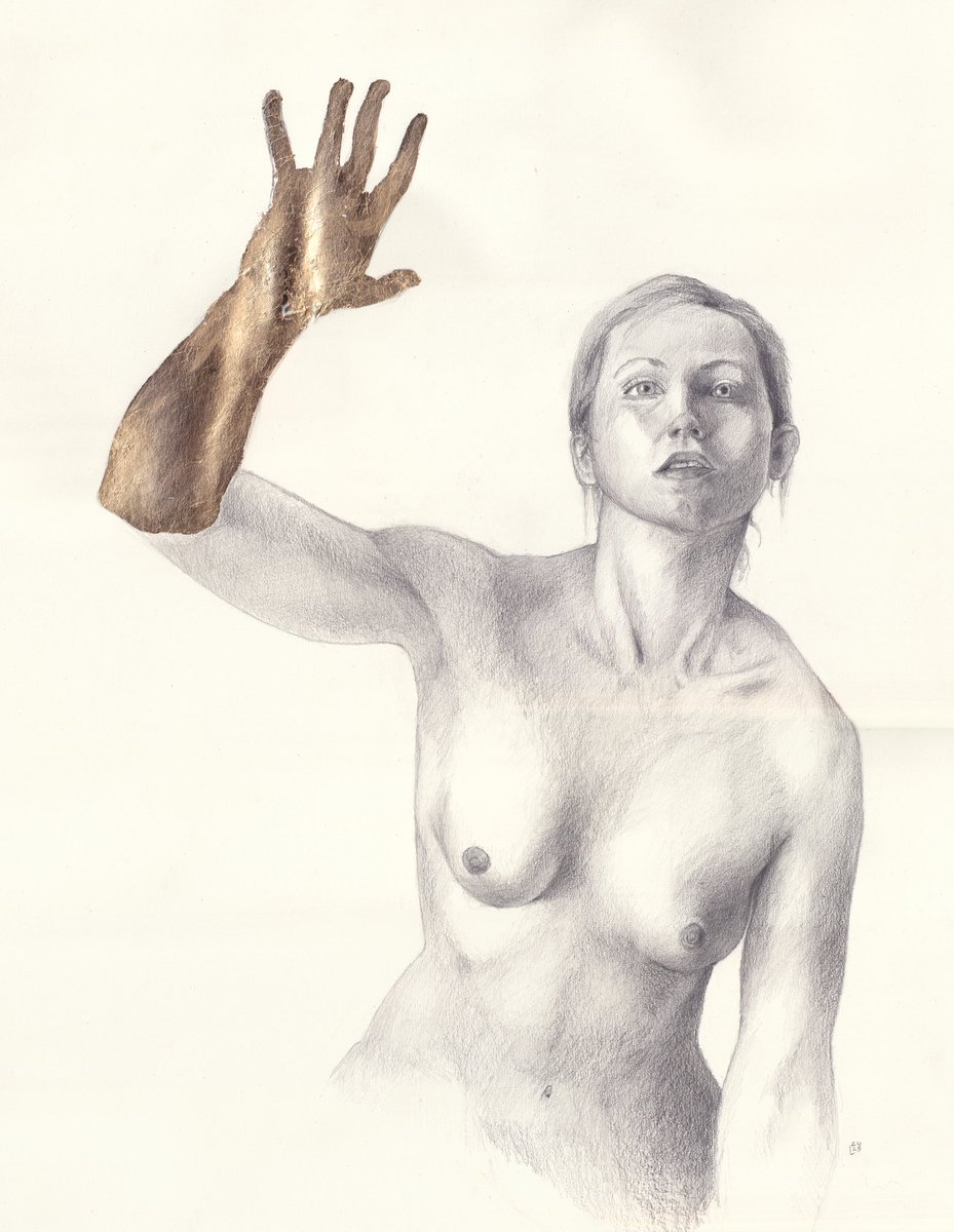 El beso de Midas.

Grafito y hoja de oro sobre papel.