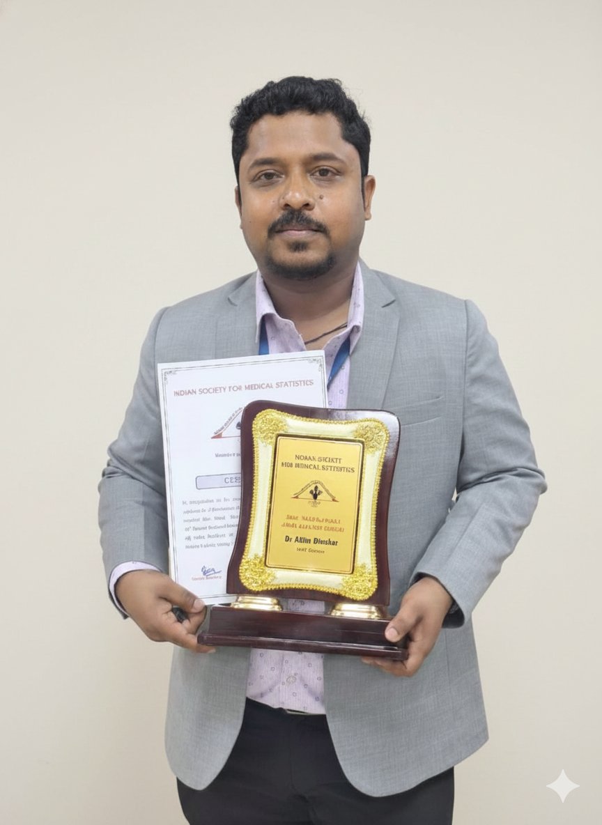 icmr_nirt's tweet image. Hearty congratulations to Dr. Adhin Bhaskar, Scientist-C, Dept of Statistics,@icmr_nirt, Chennai! He received the prestigious Smt. Surajkali Jain Award 2024 at ISMSCON-2025, #AIIMSMangalagiri. #Biostatistics
@ICMRDELHI @DeptHealthRes @TNDPHPM