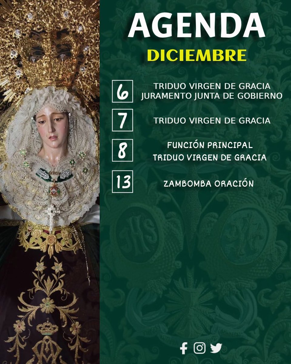 ᴀɢᴇɴᴅᴀ ᴅɪᴄɪᴇᴍʙʀᴇ | 

✨ 𝐃𝐢𝐜𝐢𝐞𝐦𝐛𝐫𝐞 𝐞𝐧 𝐧𝐮𝐞𝐬𝐭𝐫𝐚 𝐇𝐞𝐫𝐦𝐚𝐧𝐝𝐚𝐝 ✨
Un mes lleno de fe, tradición y convivencia que queremos compartir contigo.