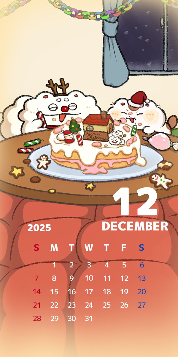 12月のカレンダーです！
くりすます ぱーてぃーです！🎅🎄✨

 #壁紙カレンダー #カレンダー