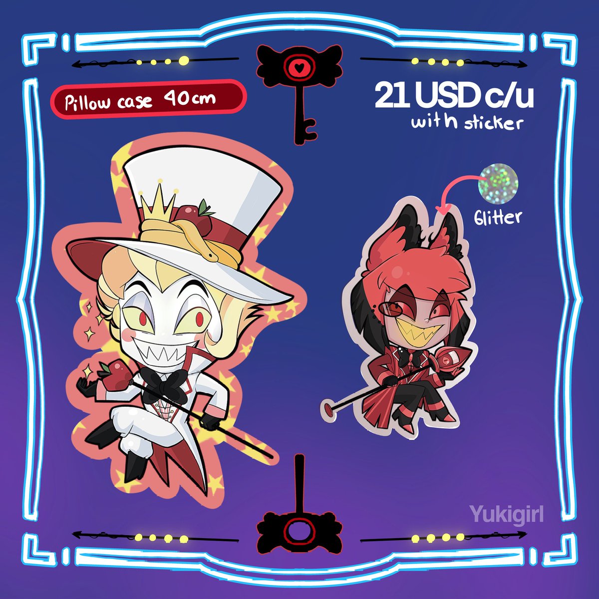 📍 Merch Hazbín Hotel Presale

RT &amp; comment are appreciated 🙏🏻🩷

🌎 Ship worldwide (Except US)
👉🏻 Items limited 
✅ Payment by PayPal
🖲️ Acrylic translucent Keychains, Acrilyc Omamori + Vinyl sticker and Pillow case + Vinyl sticker 
✉️ QUESTIONS by DM ✨
#hazbinhotelseason2