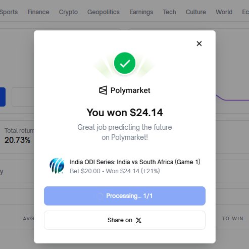 bitdevhunter's tweet image. yesterday wins 

@Polymarket @PolyBaddies @PolymarketTrade