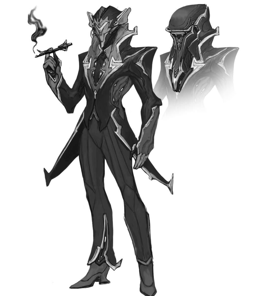 Lua_Luminary's tweet image. WIP. Complete rework of one of my old Warframe sketches. Alt-helm is based off of the old corpus concept art. #tennocreate #warframefanart #concept #conceptart