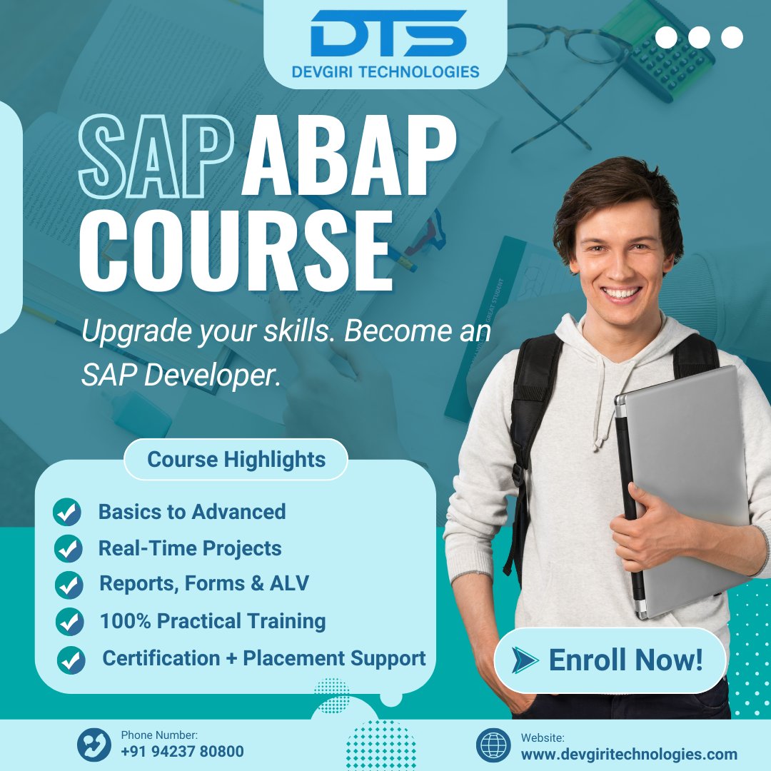 dtstechnologies's tweet image. Become a Certified SAP ABAP Developer with DTS 🚀
100% Practical | Real Projects | Placement Support
📞 +91 94237 80800
🌐 devgiritechnologies.com
#SAPABAP #SAPCourse #LearnSAP #ITCareer #DTS
