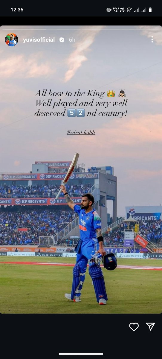 18Septen's tweet photo. Yuvraj singh story for Virat sir 🔥👑 https://t.co/clvIf7xl64