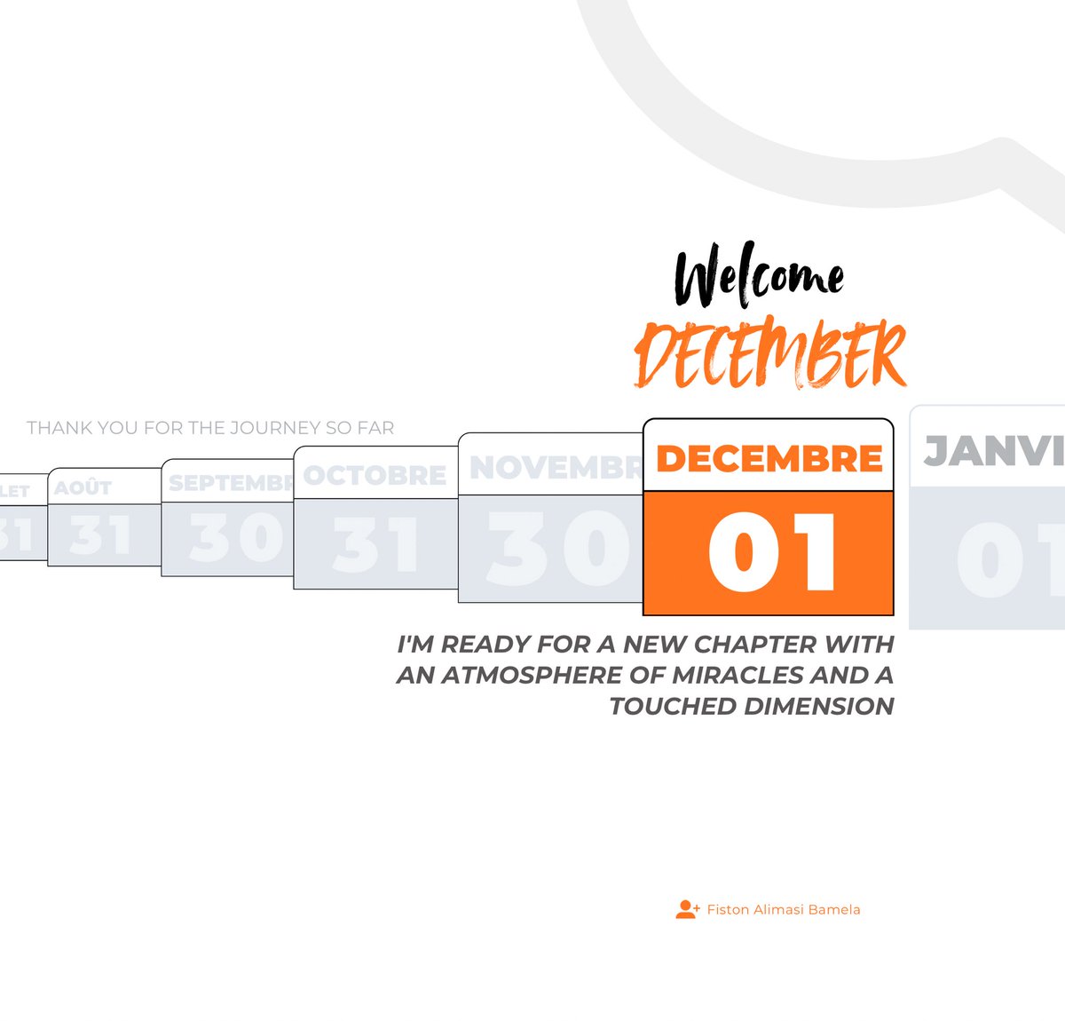 Que ce mois de décembre nous apporte la victoire que nous attendons.
Que chaque jour nous élève, que chaque défi nous fortifie et que la grâce marche devant nous.

December will be our month of victory.
Have a great Month 😊