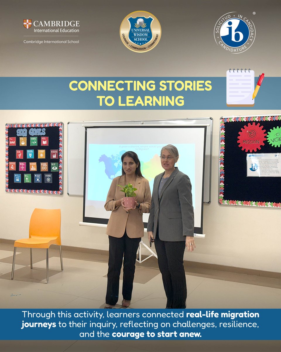 universal_ib's tweet image. Exploring Migration Through Real Stories! ✈️
As part of the theme ‘Where We Are in Place and Time’, PYP 5 learners explored migration through Ms. Tanveen&apos;s real life story, its challenges, risks &amp;amp; opportunities. 🌍💬

#UniversalWisdomSchool #PYP #InquiryBasedLearning