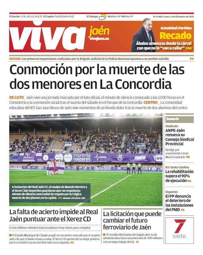 Buenos días:    Esta es la portada del #VivaJaén de este lunes
🔗Puedes descargarte el periódico en el siguiente enlace: andaluciainformacion.es/media/andaluci…

Las noticias de #Jaén en vivajaen.es