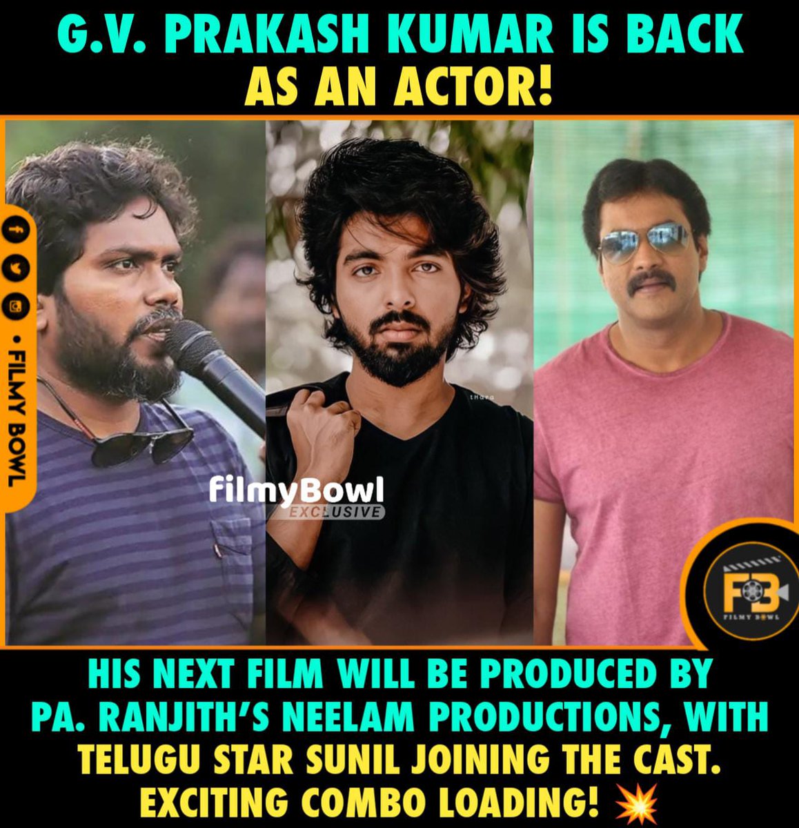FilmyBowlTamil's tweet image. #GVPrakashKumar is back as an actor!

Follow 👉 @FilmyBowlTamil