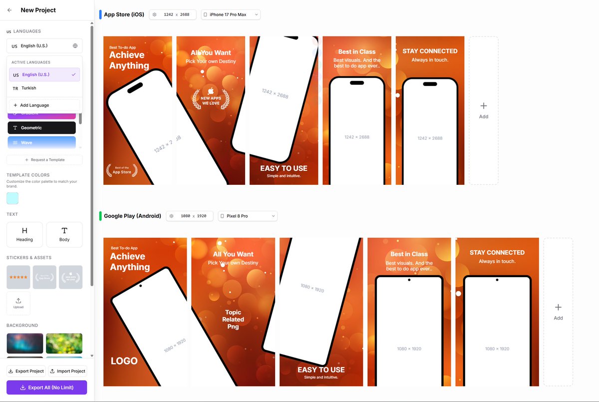 _opinionateddev's tweet image. Selam millet,
App Screenshot'larına ve lokalizasyonları ne kadar zaman ayırdığınızı biliyorum. Bazen uygulama geliştirmekten daha uzun süre Screenshot'lara gidiyor.
Bunun için bir uygulama geliştirdim.
appscreenstudio.com

🎨 Çok sayıda template → kendi renklerinle &amp;amp;…